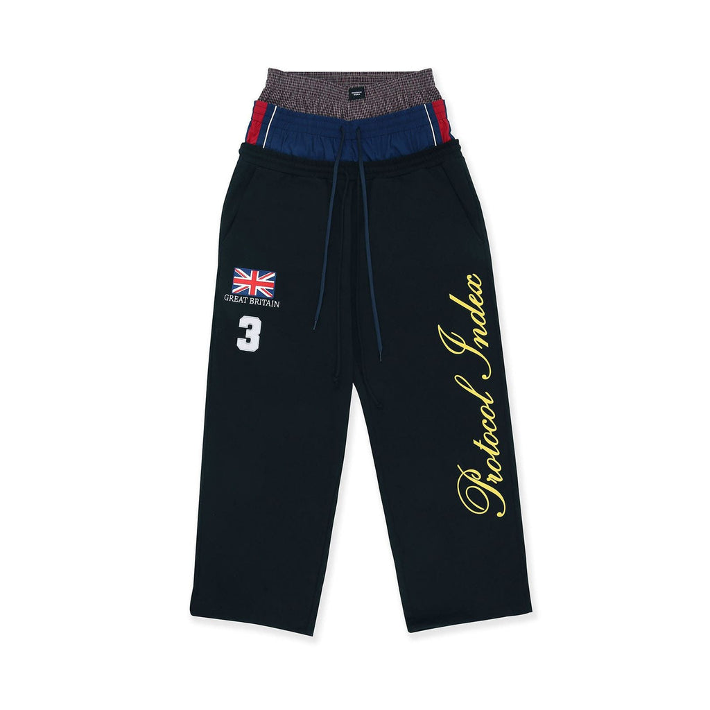 3 Layered Sweat Pants - Black