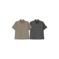 Fireman Crop Check Half Shirt - Beige / Black