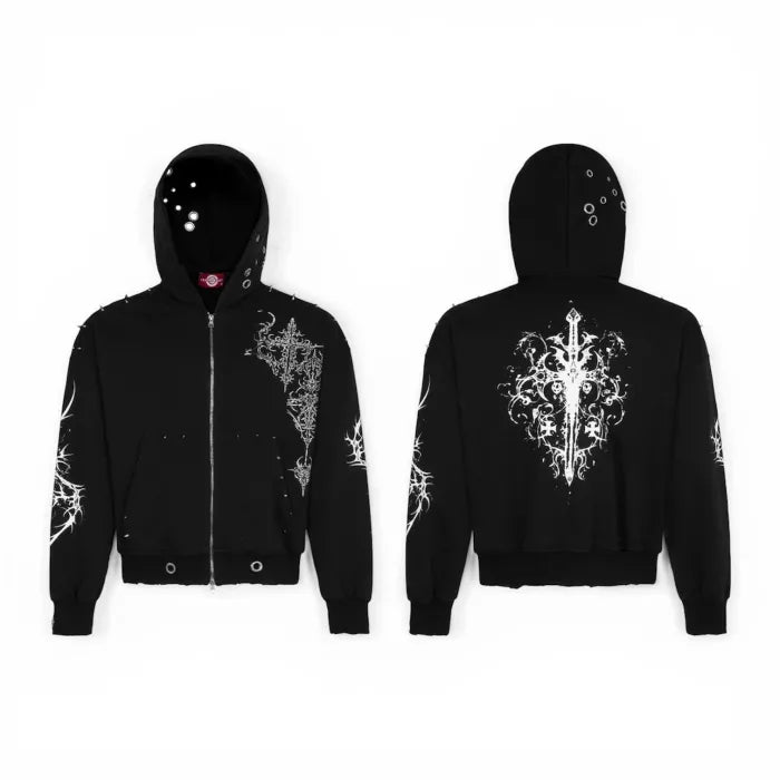 HOODIE ZIP BOXY “CYBER SIGIL”