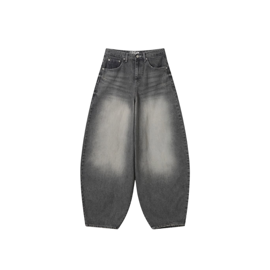 Curved Balloon Pants - Grey