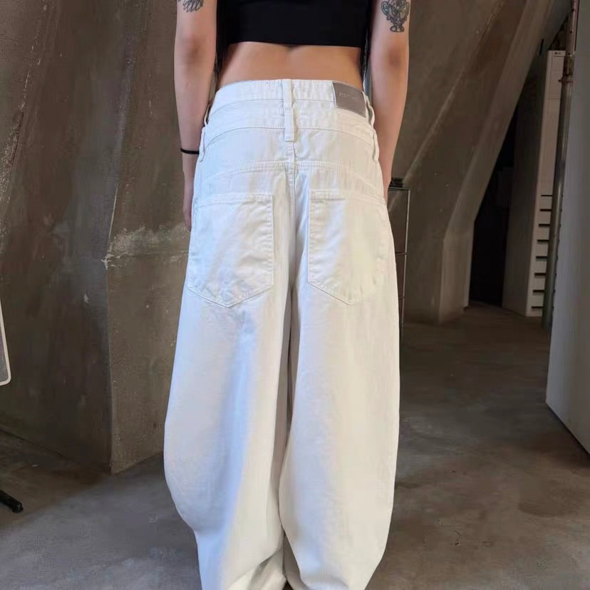 Core Button Balloon Pants - White