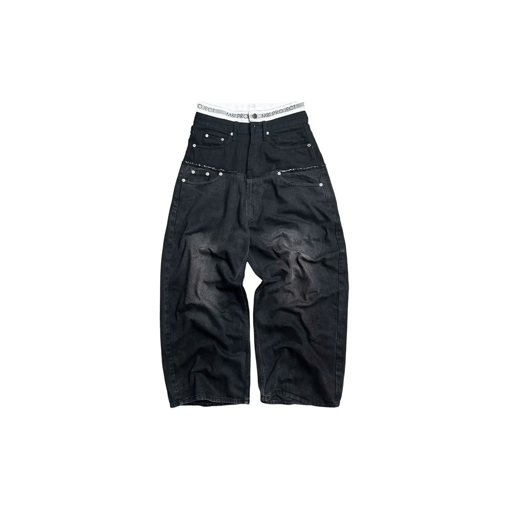 MBI | UNDERWEAR CUT UP JEANS - FADED BLACK