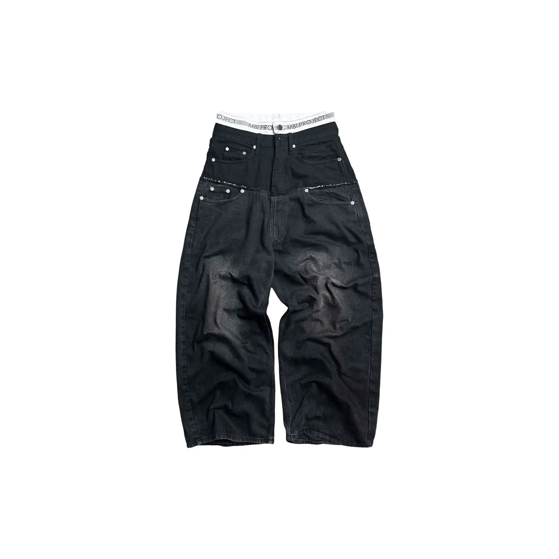 MBI | UNDERWEAR CUT UP JEANS - FADED BLACK