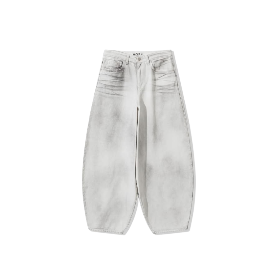 Curved Balloon Pants - White
