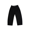 Curved Cotton Wide Pants - Black