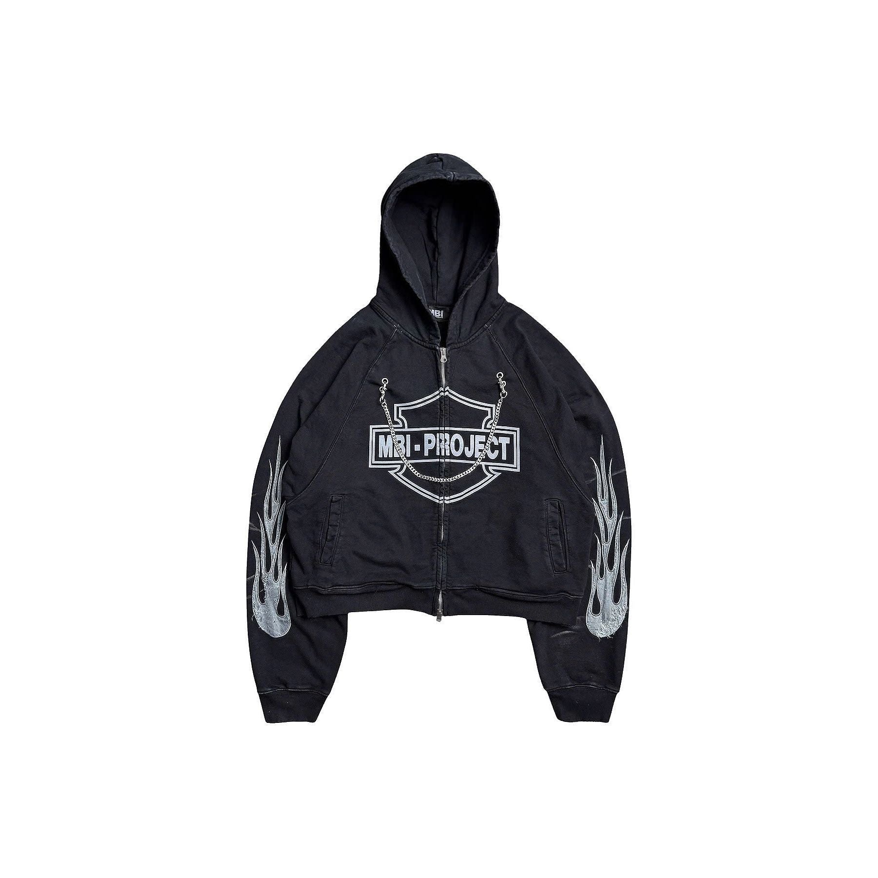 MBI | FADE TO FLAME ZIP HOODIE - FADED BLACK