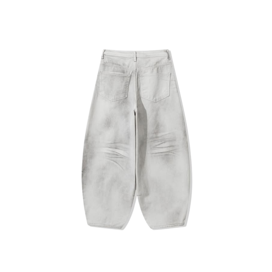 Curved Balloon Pants - White