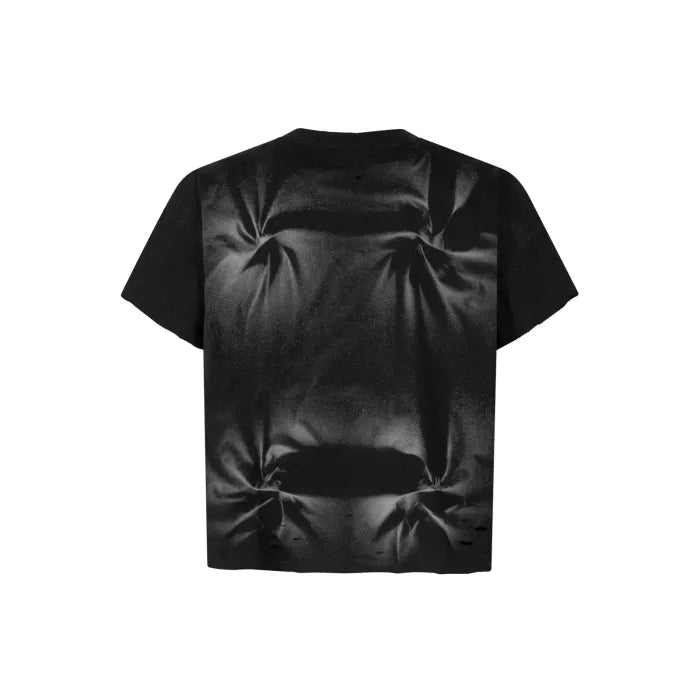 BOXY T-SHIRT “CHAIN ILLUSION” – HAND-DYED / DISTRESSED / METAL ACCESSORY