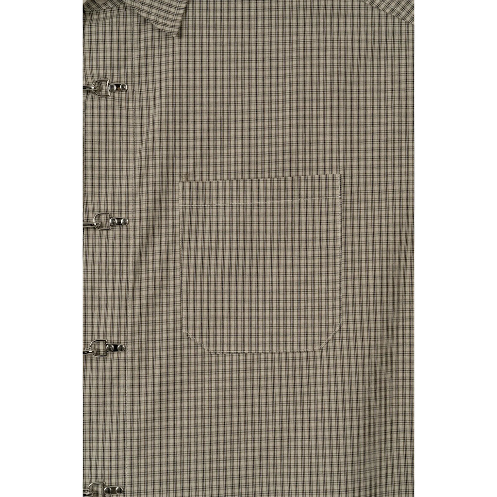 Fireman Crop Check Half Shirt - Beige / Black