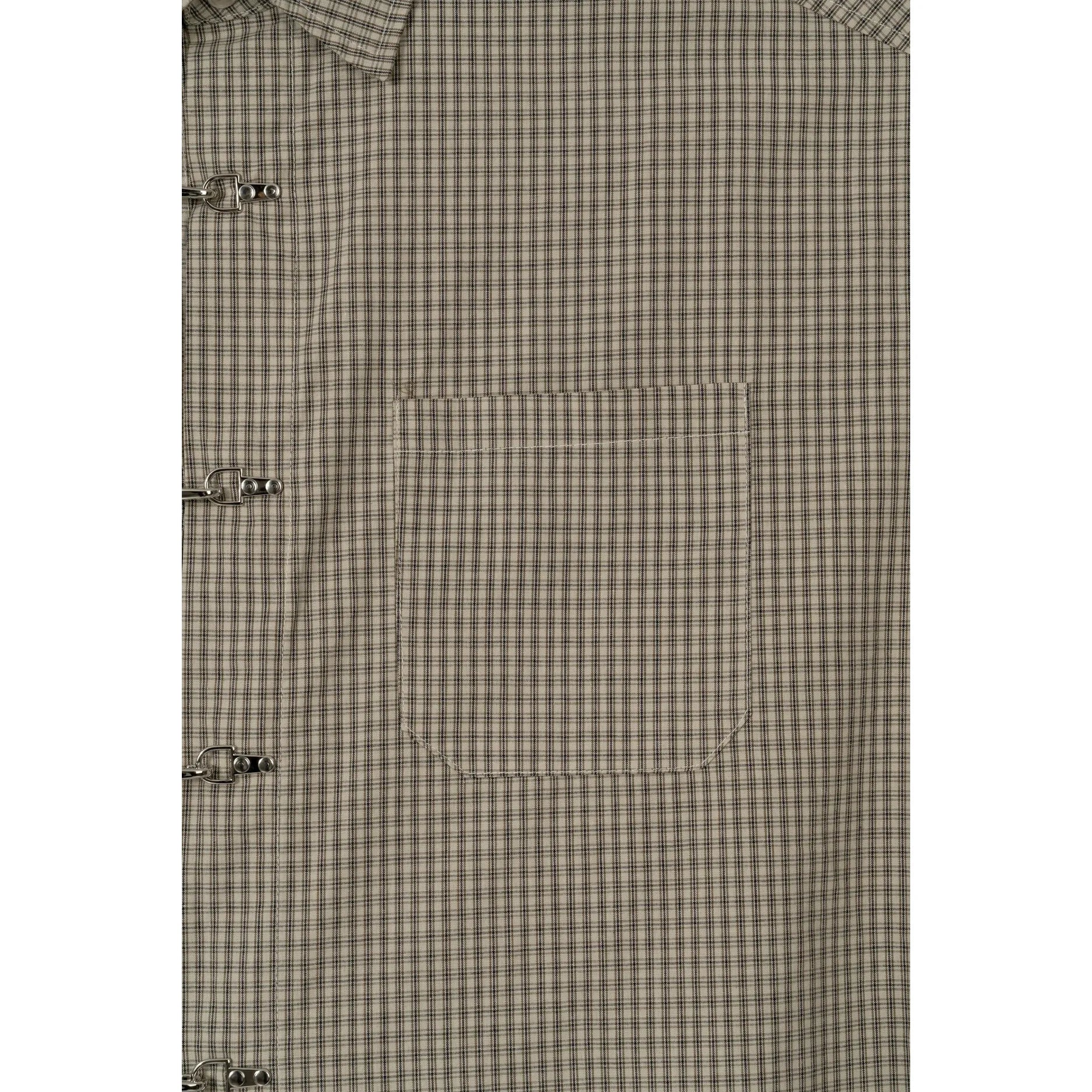 Fireman Crop Check Half Shirt - Beige / Black