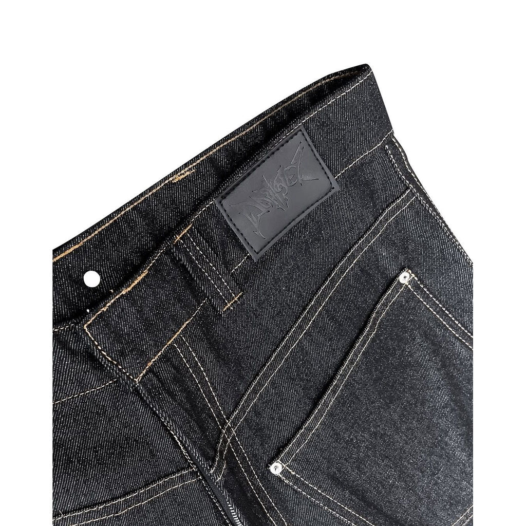 REVERSE DOUBLE KNEE RAW DENIM