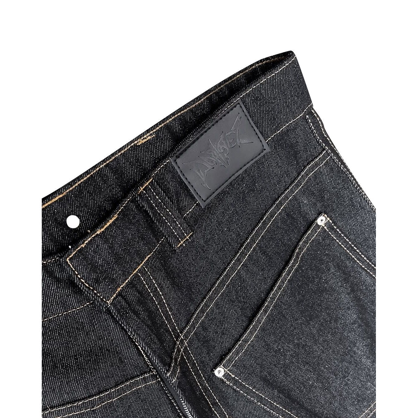 REVERSE DOUBLE KNEE RAW DENIM