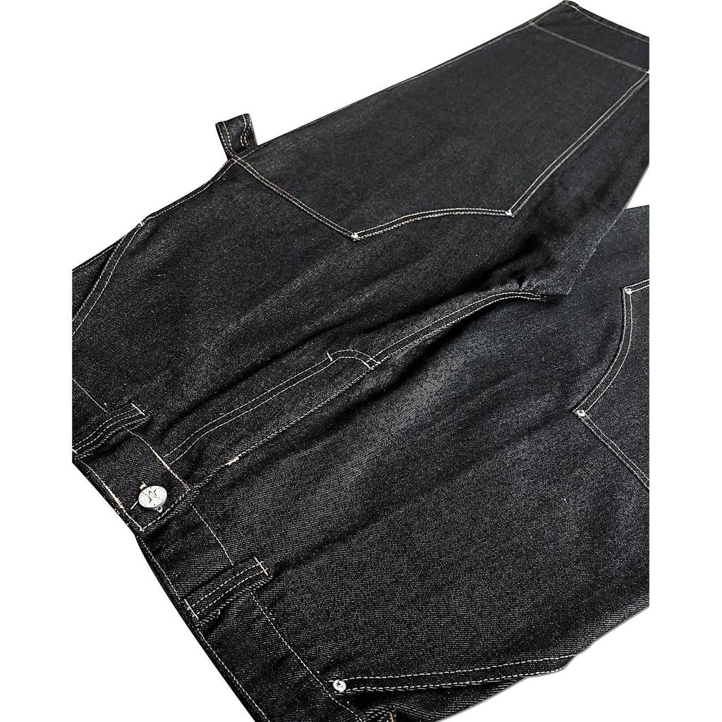 REVERSE DOUBLE KNEE RAW DENIM