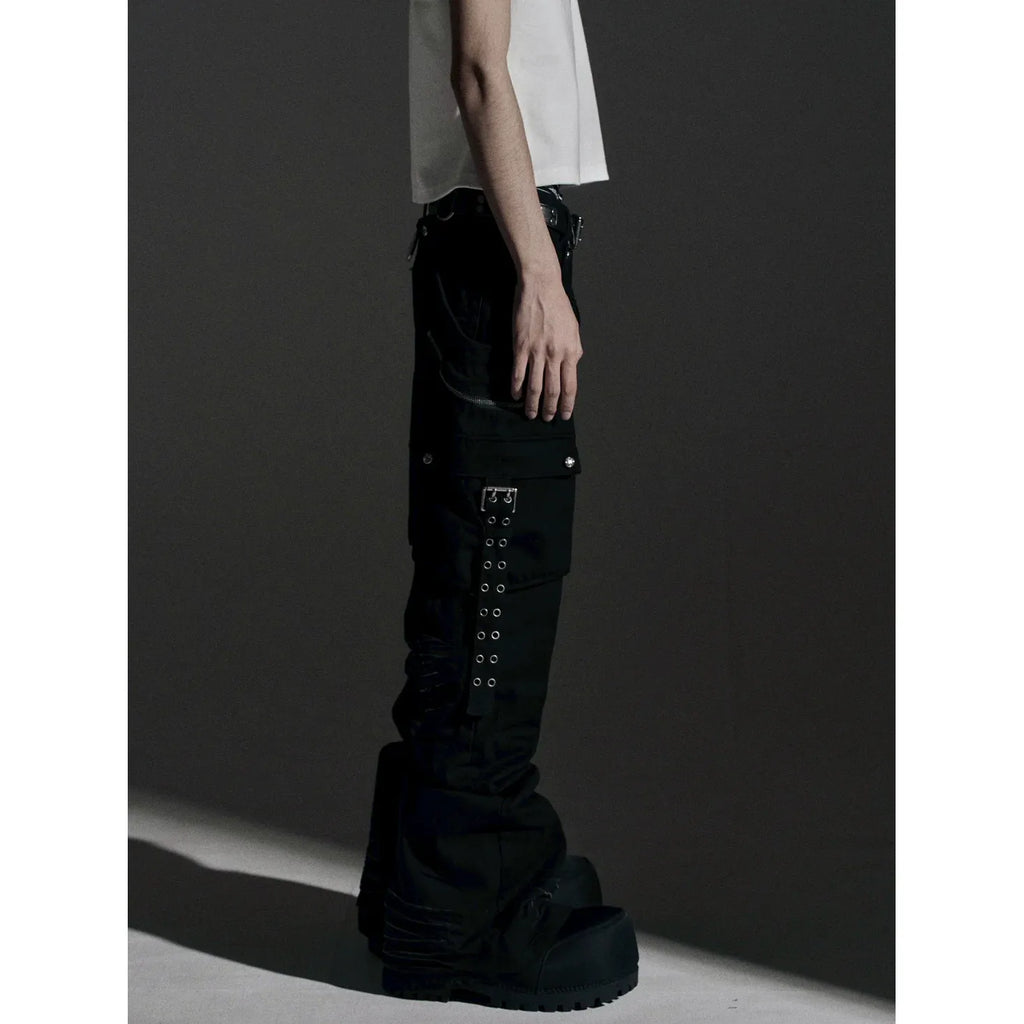 【ROSEN KREUZ】SIDE BELT DOCKING FLARE PANTS (Denim)