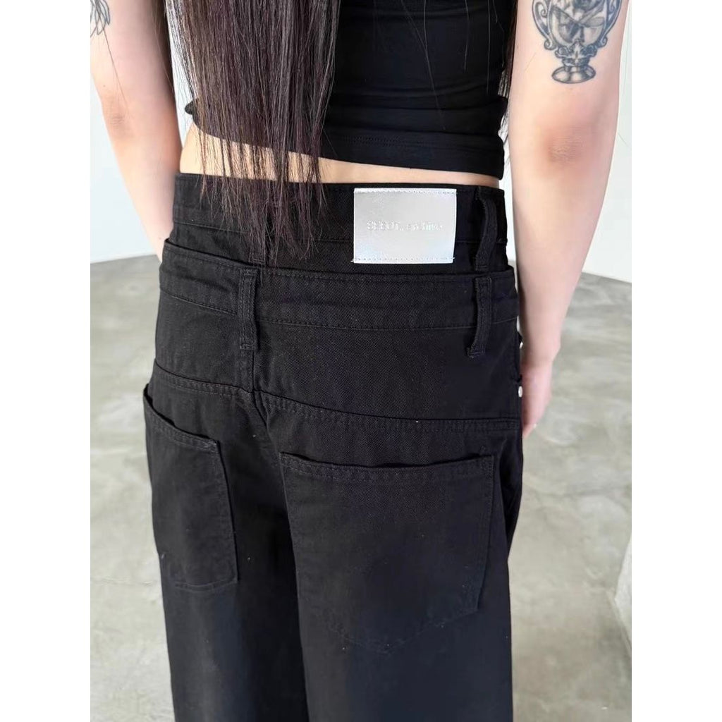 Core Button Balloon Pants - Black