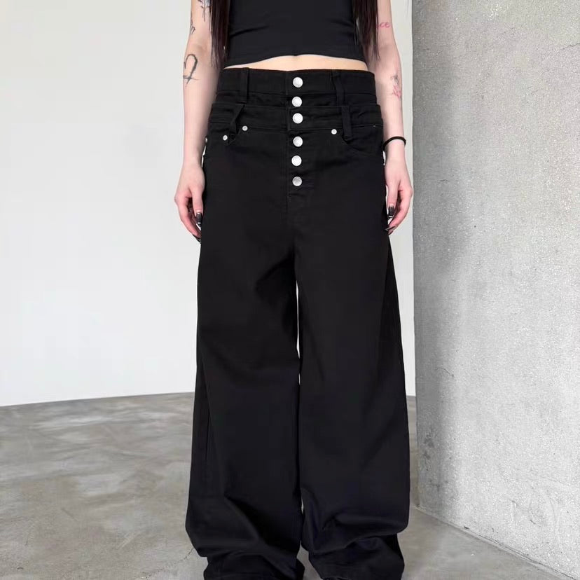 Core Button Balloon Pants - Black