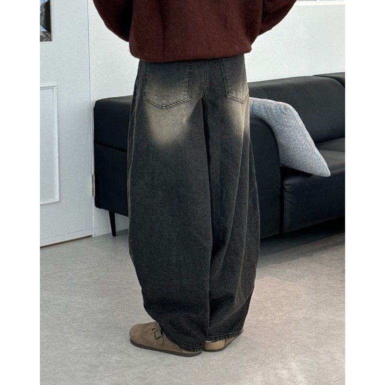 Curved Balloon Pants - Grey