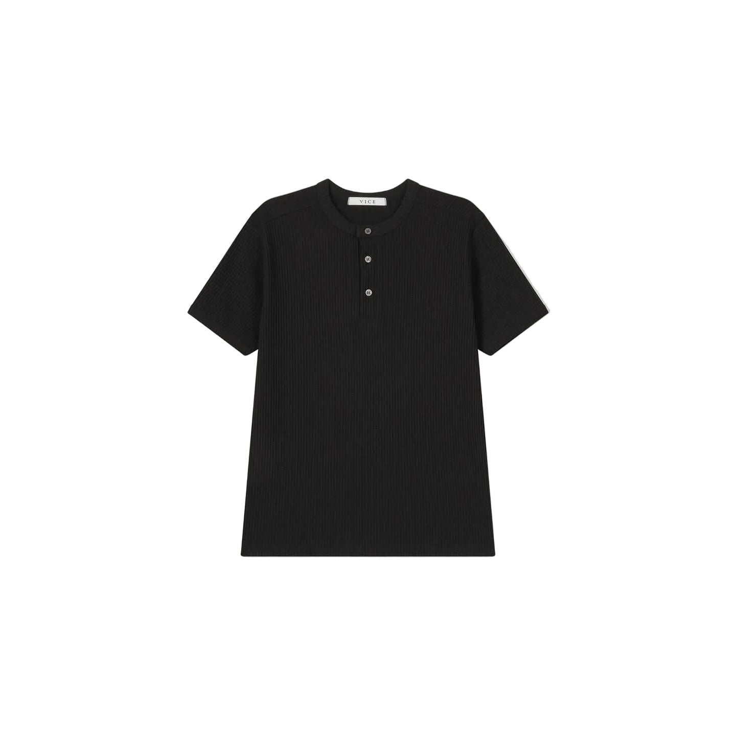 Short Sleeve Heavy Waffle Henley - White / Grey / Black