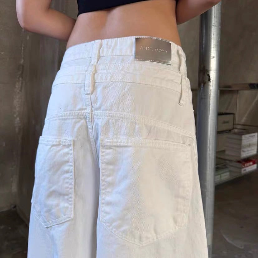 Core Button Balloon Pants - White