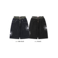 Camo Sagging Bermuda Pants - Mid Blue / Black