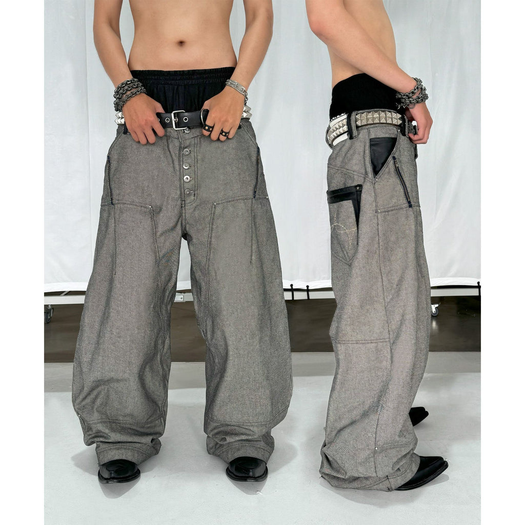 INSIDE OUT RAW DENIM BAGGY JEANS