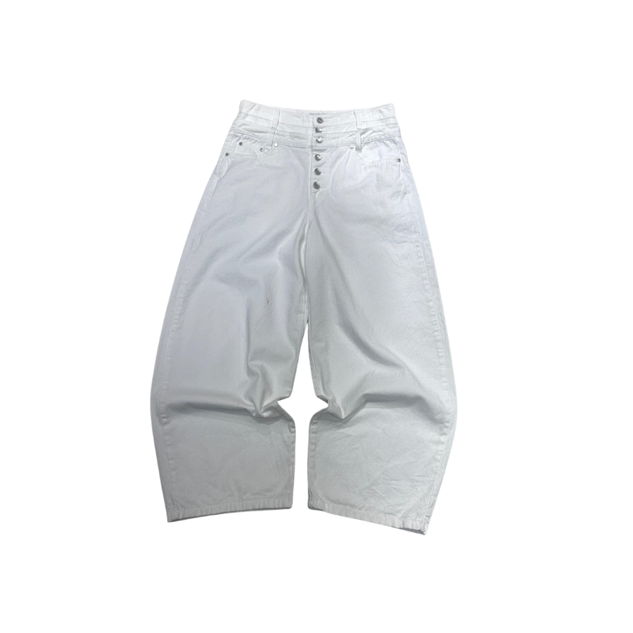 Core Button Balloon Pants - White