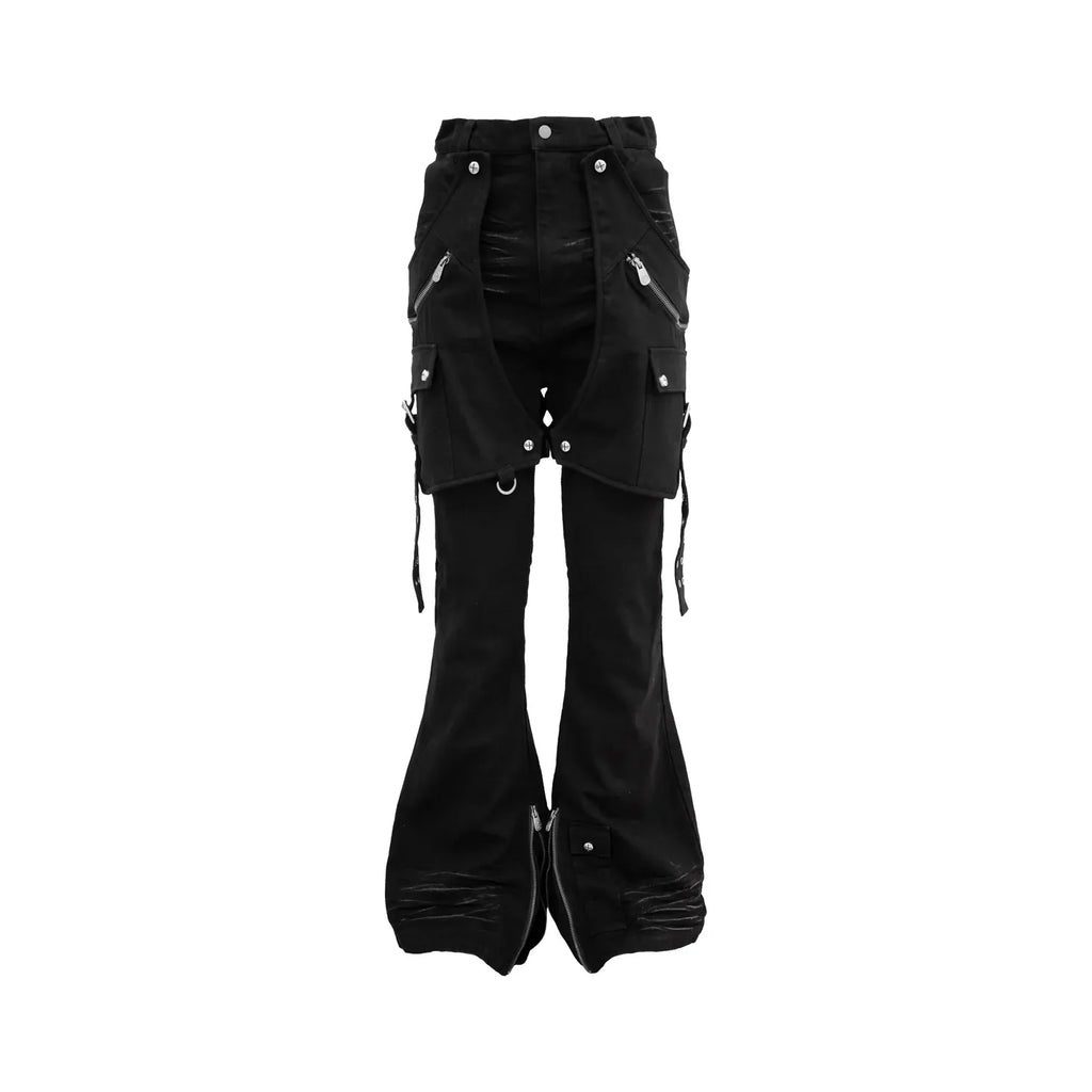 【ROSEN KREUZ】SIDE BELT DOCKING FLARE PANTS (Denim)