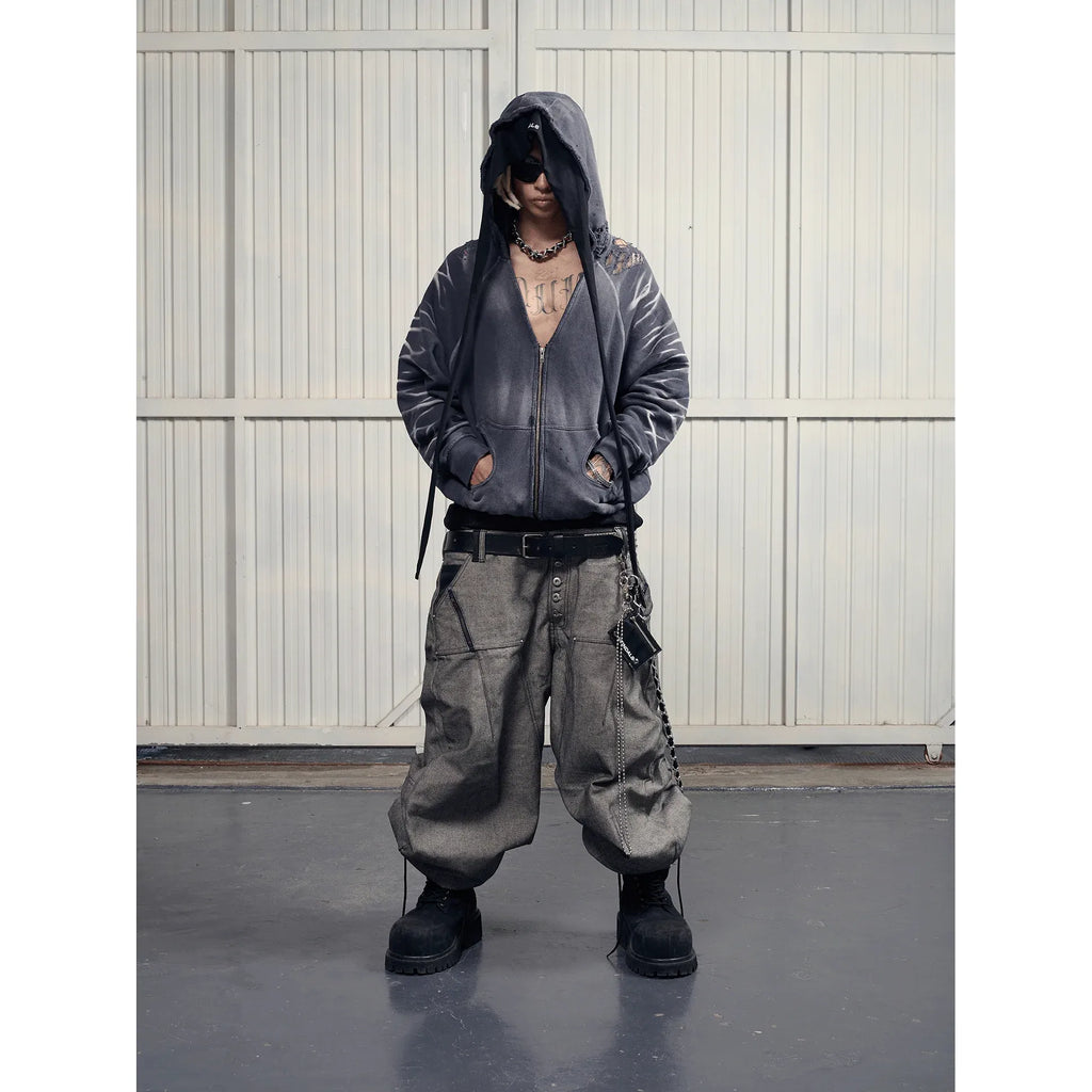 INSIDE OUT RAW DENIM BAGGY JEANS