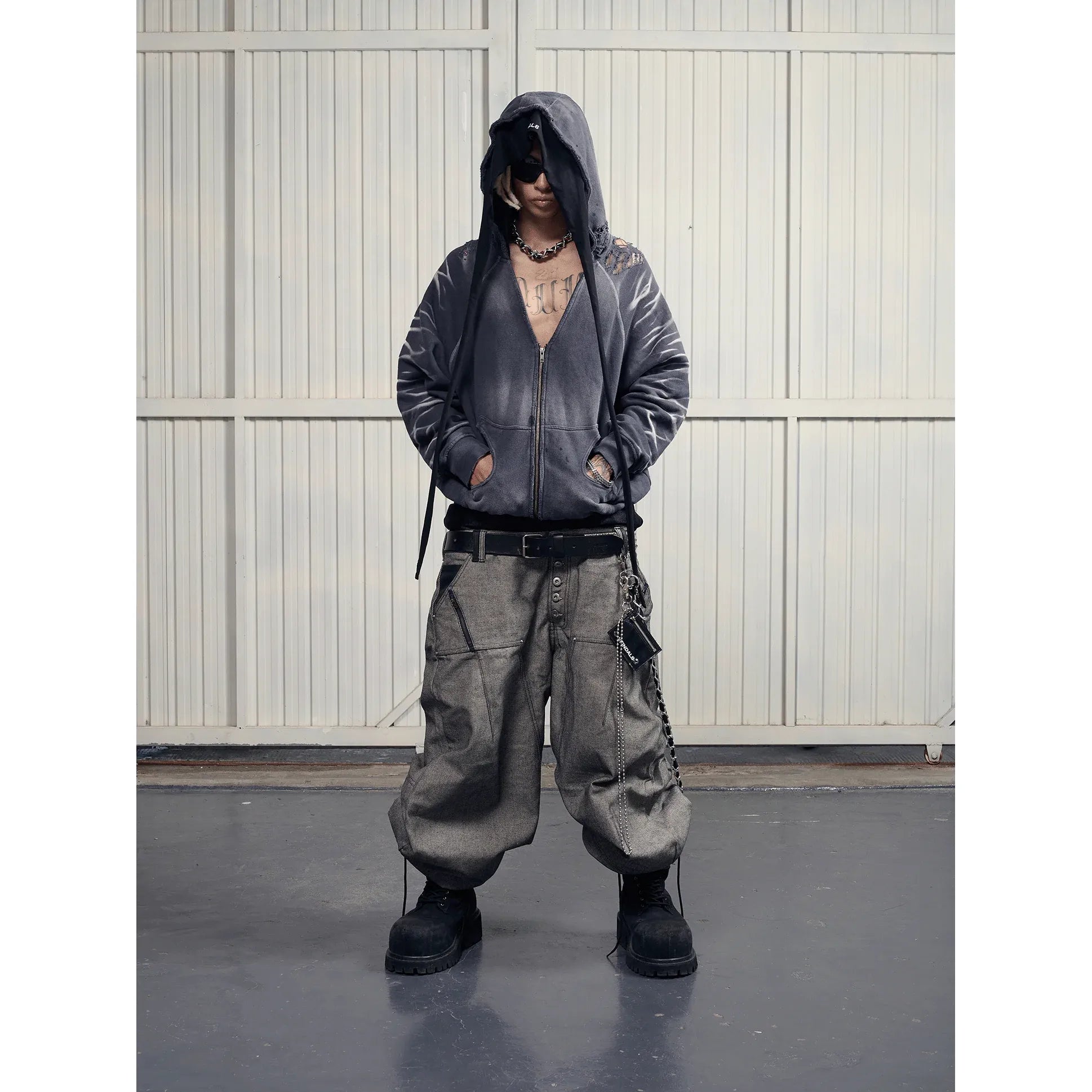 INSIDE OUT RAW DENIM BAGGY JEANS
