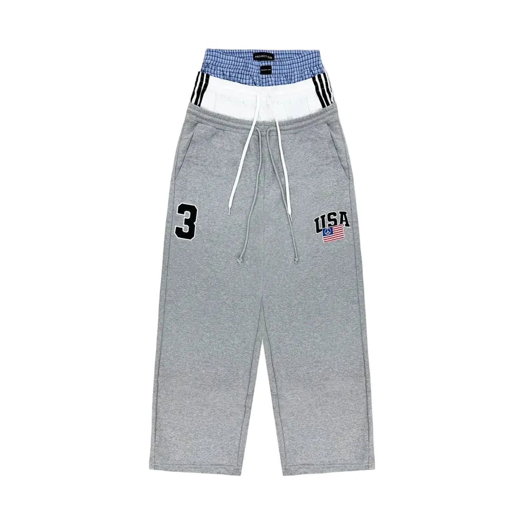 3 Layered Sweat Pants - Grey