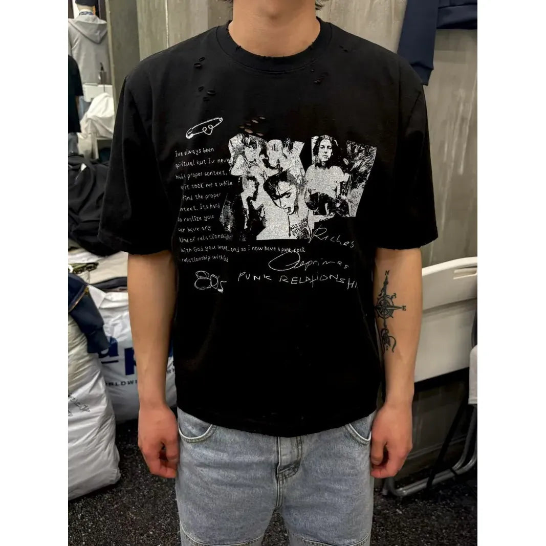 Punk Relationship Boxy Tee - White / Grey / Black