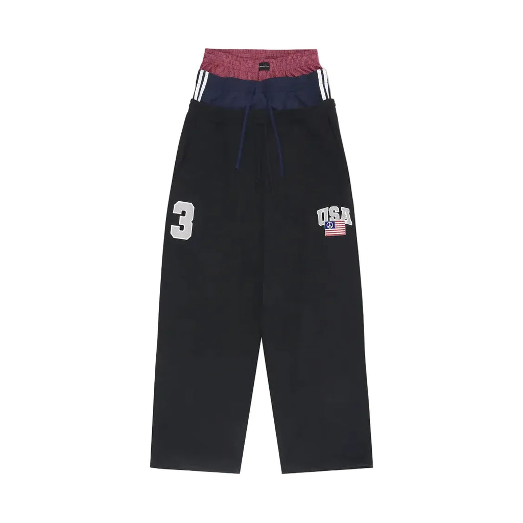 3 Layered Track Pants - Black