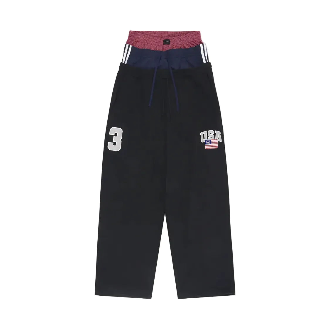 3 Layered Track Pants - Black