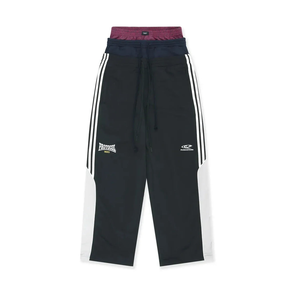 3 Layered Track Pants - Black