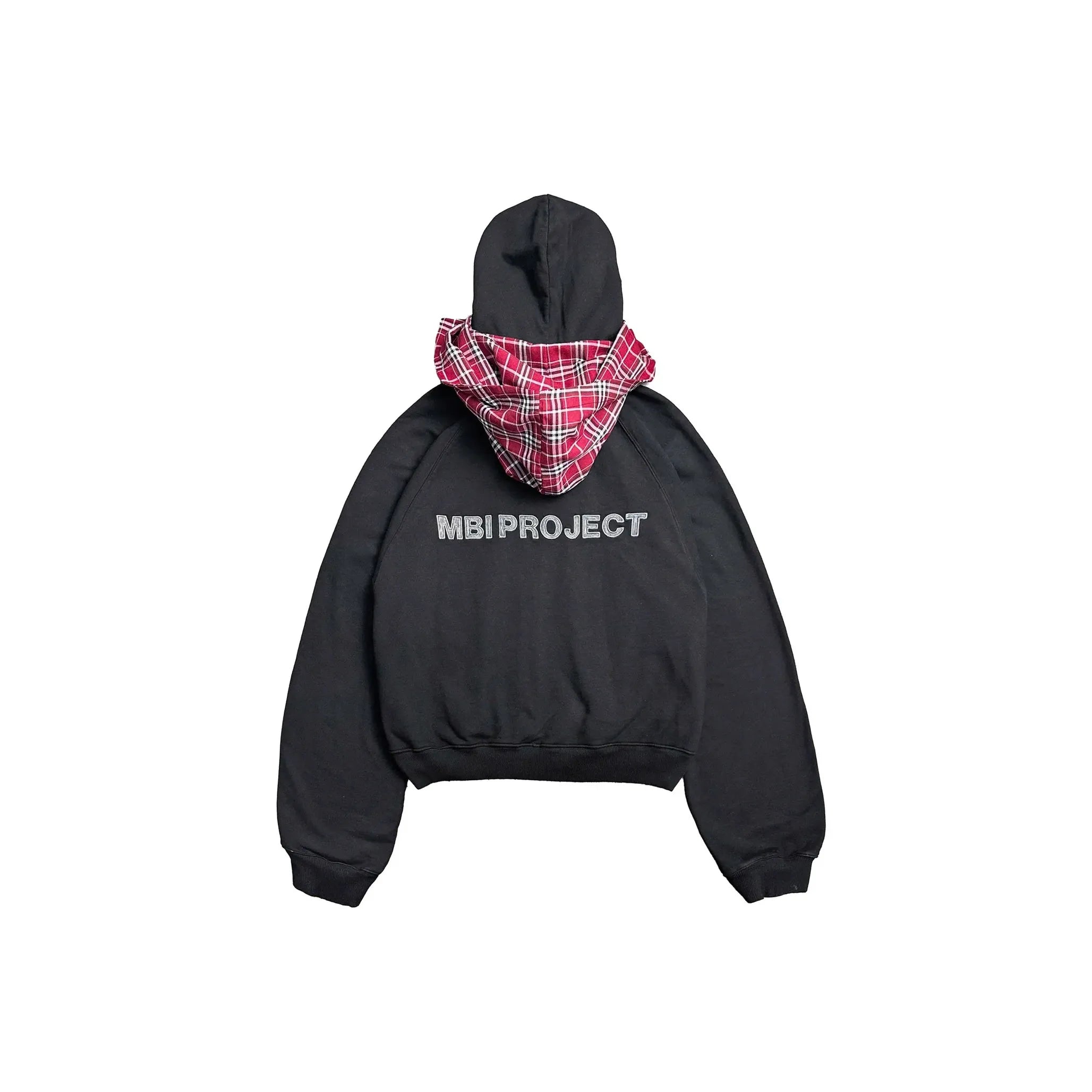 MBI | CHECKERED SCARF ZIP HOODIE - Faded Black