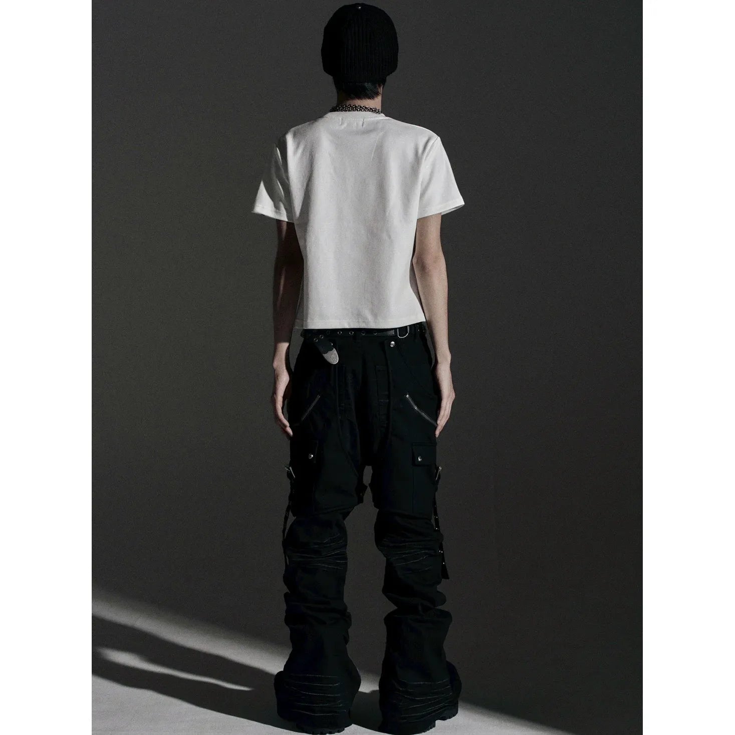 【ROSEN KREUZ】SIDE BELT DOCKING FLARE PANTS (Denim)