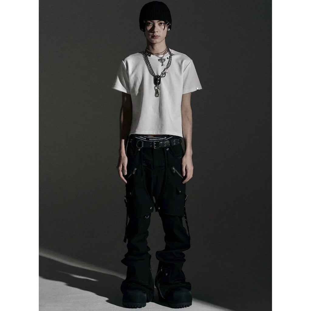 【ROSEN KREUZ】SIDE BELT DOCKING FLARE PANTS (Denim)