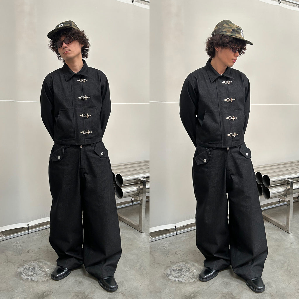 WIDE FIT RAW DENIM PANTS