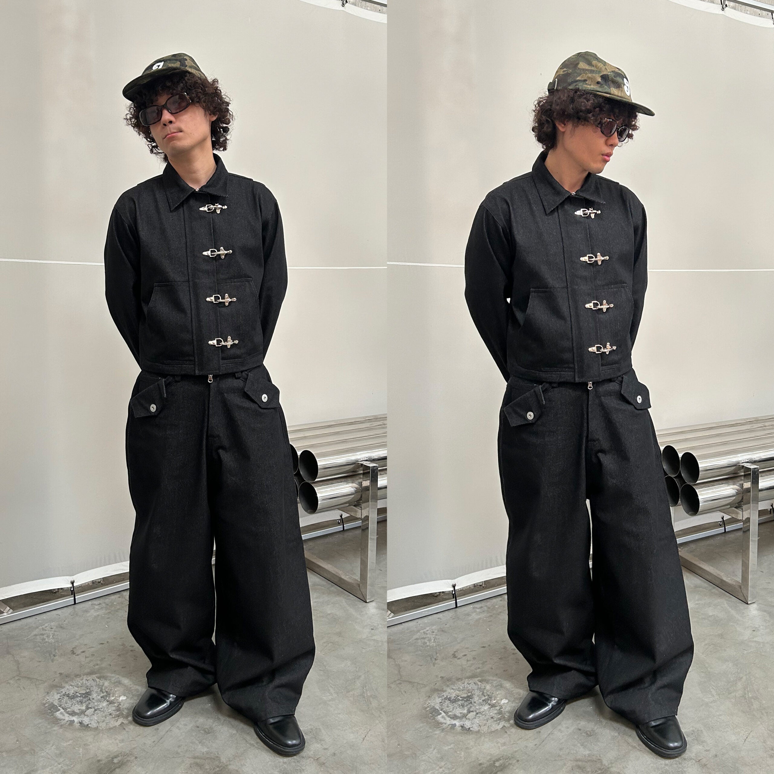 WIDE FIT RAW DENIM PANTS