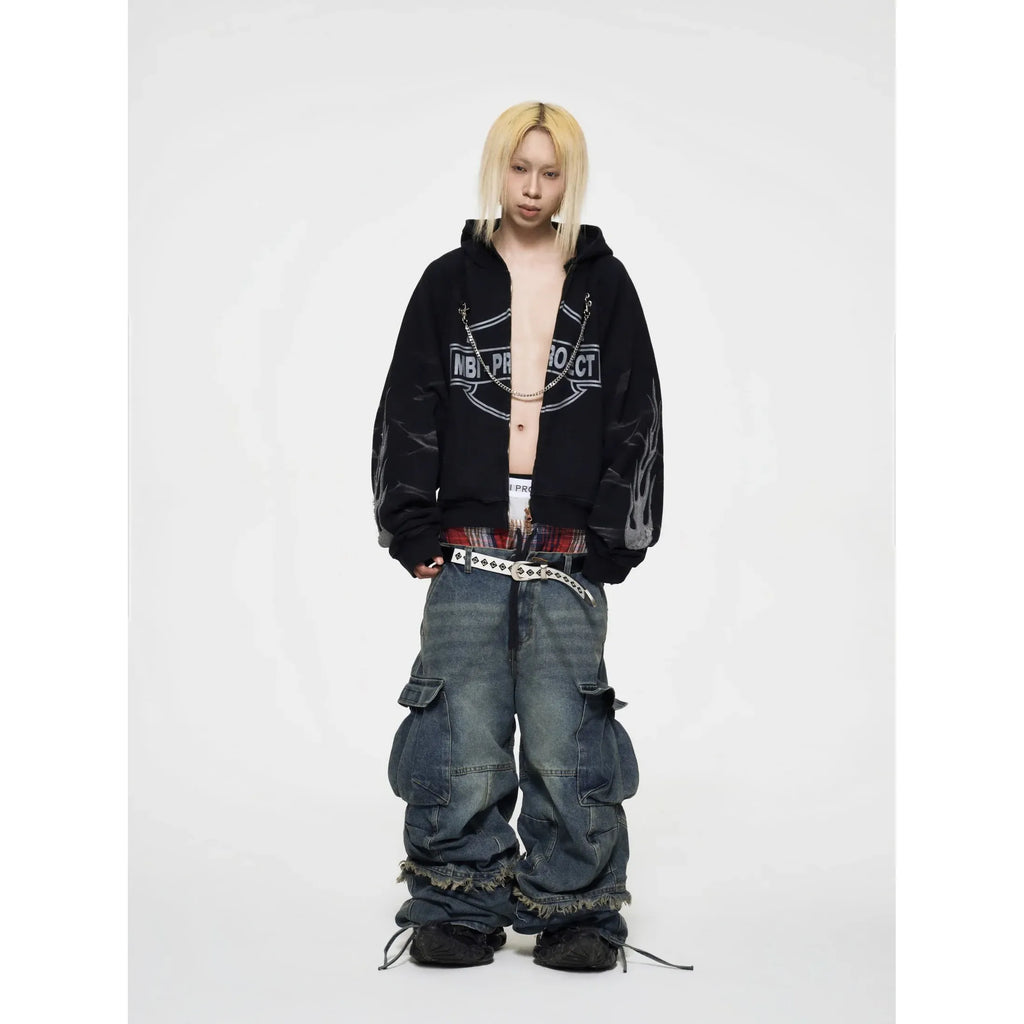 MBI | FADE TO FLAME ZIP HOODIE - FADED BLACK