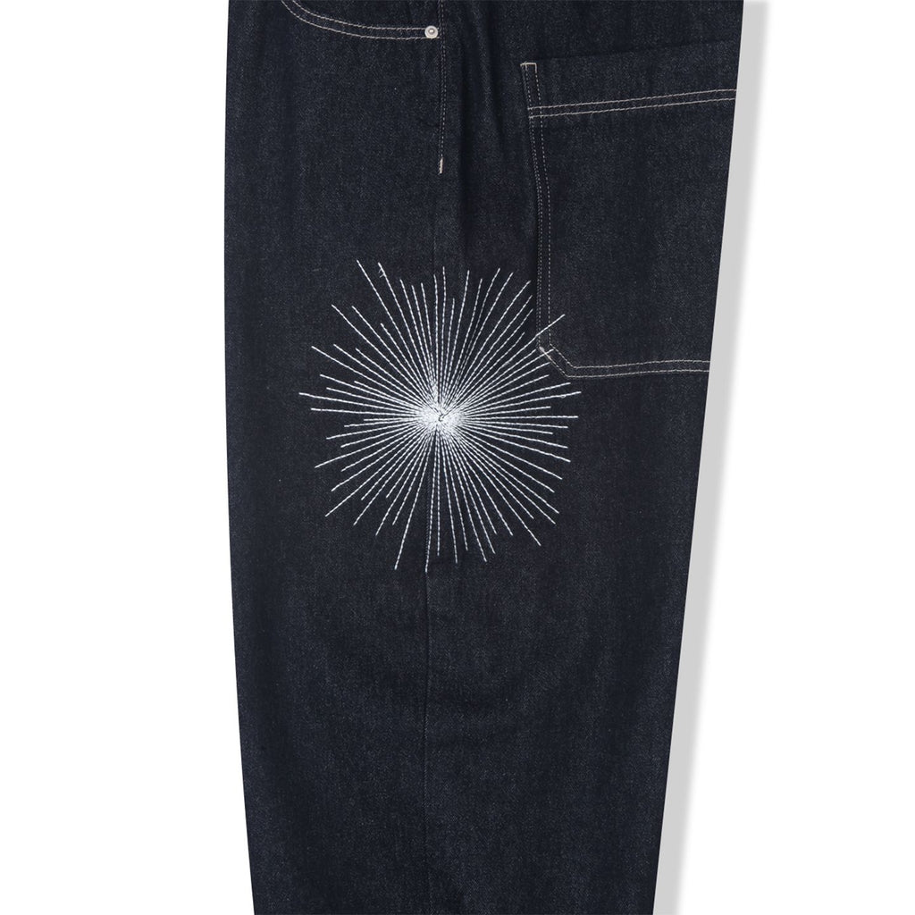 Deep Indigo Camo Sagging Denim Pants - Black Denim / Medium Blue