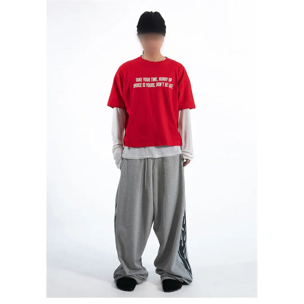 Vintage Poit Slap Crop Half Tee - Red / Grey / Black