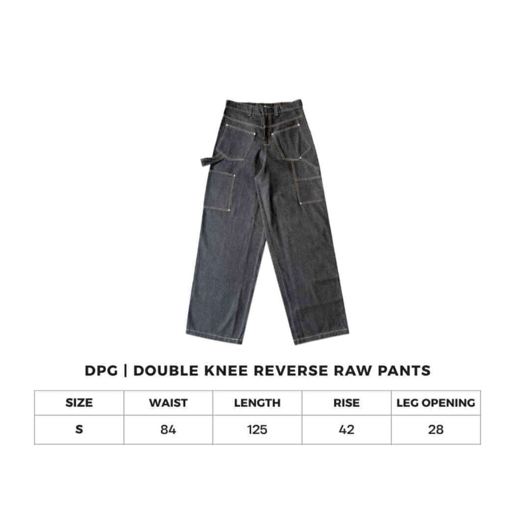 REVERSE DOUBLE KNEE RAW DENIM