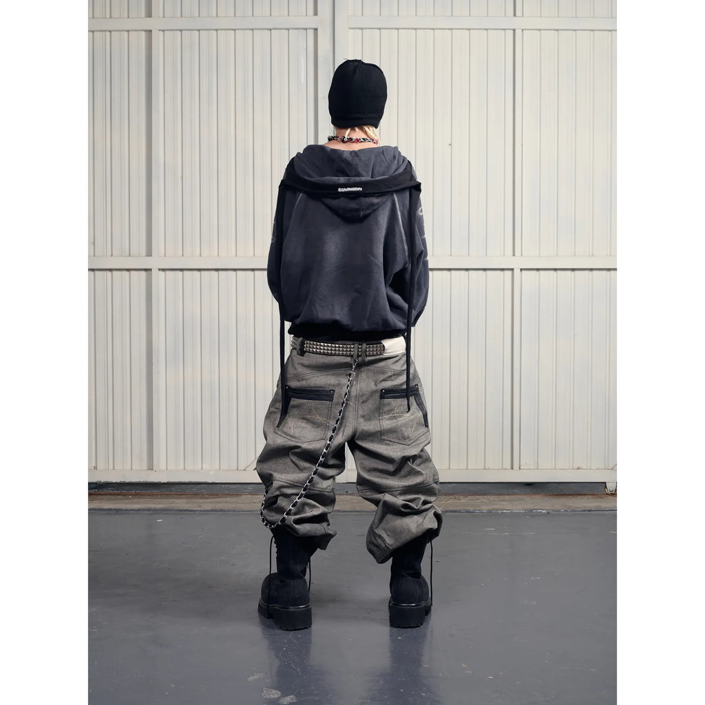 INSIDE OUT RAW DENIM BAGGY JEANS