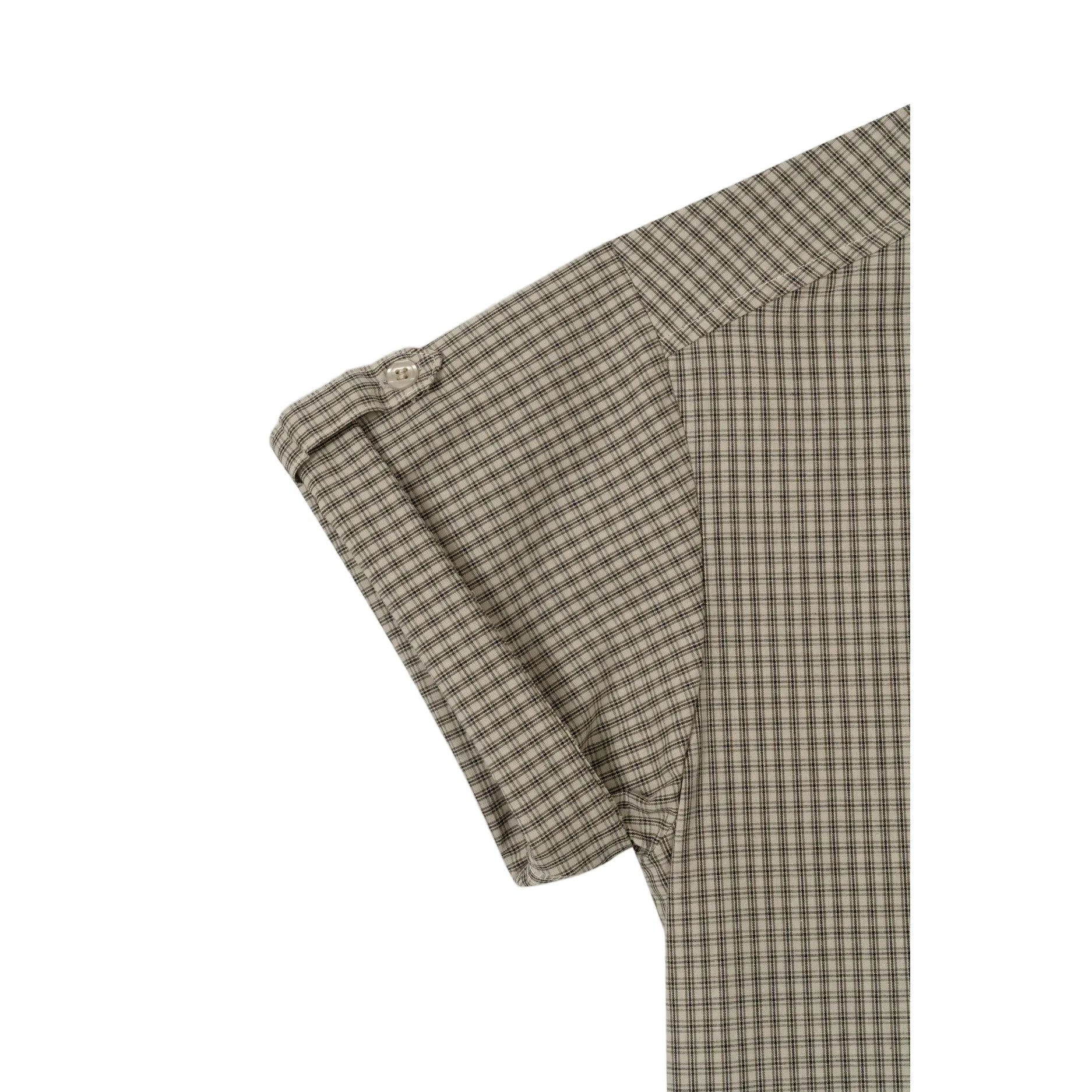 Fireman Crop Check Half Shirt - Beige / Black