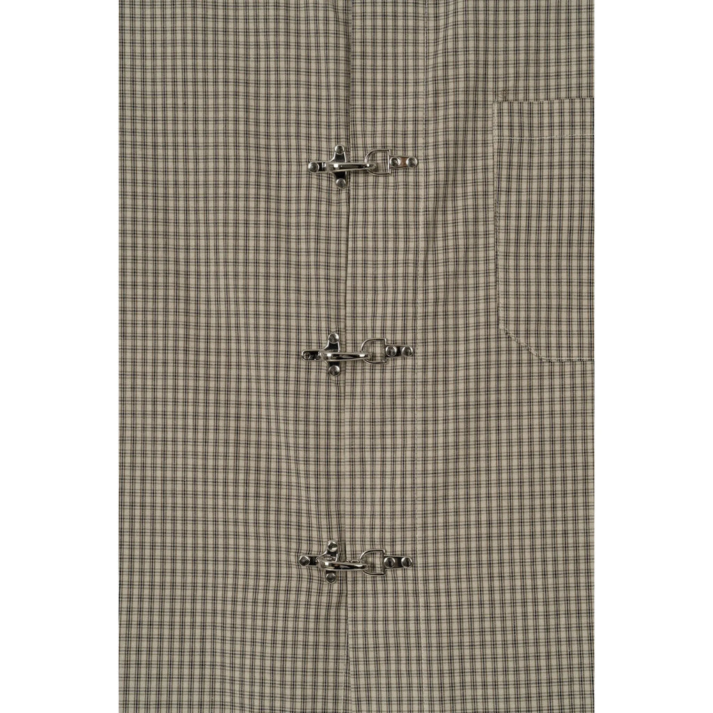 Fireman Crop Check Half Shirt - Beige / Black