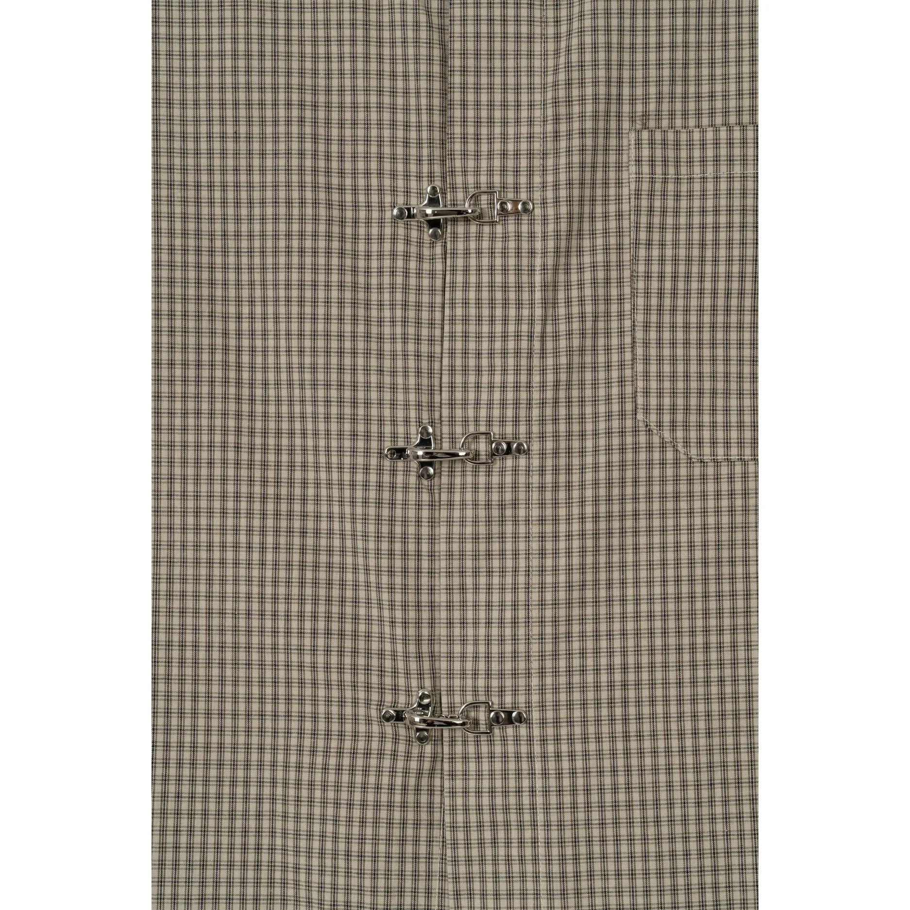 Fireman Crop Check Half Shirt - Beige / Black