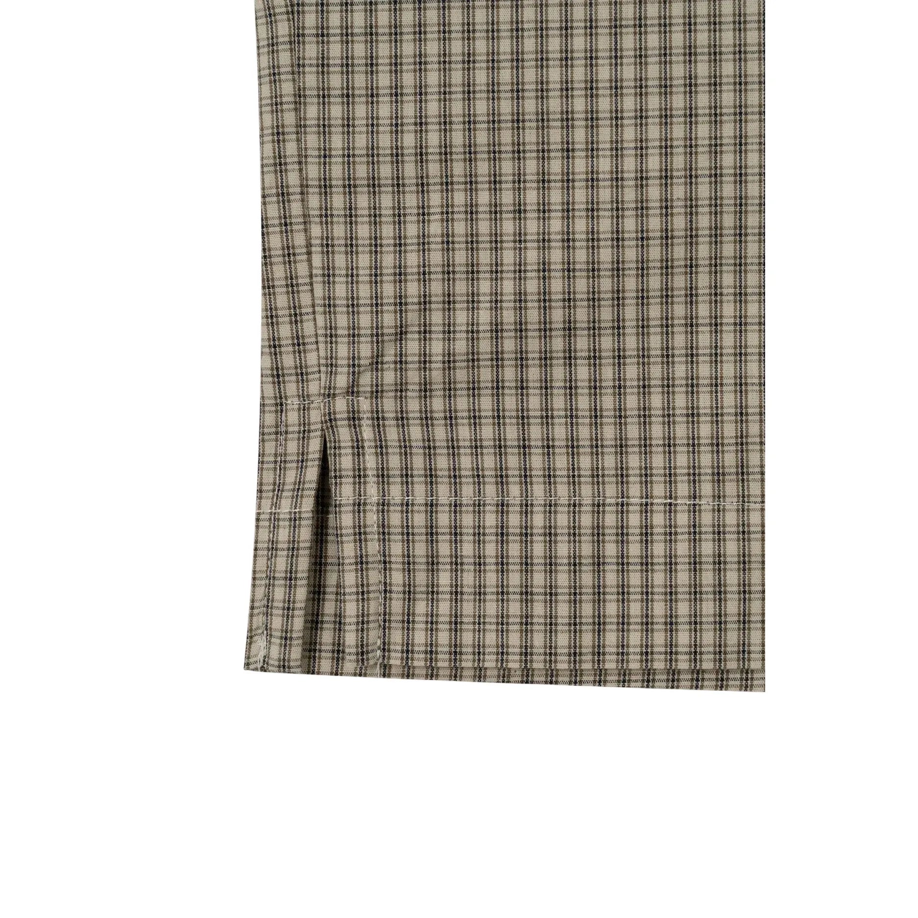 Fireman Crop Check Half Shirt - Beige / Black