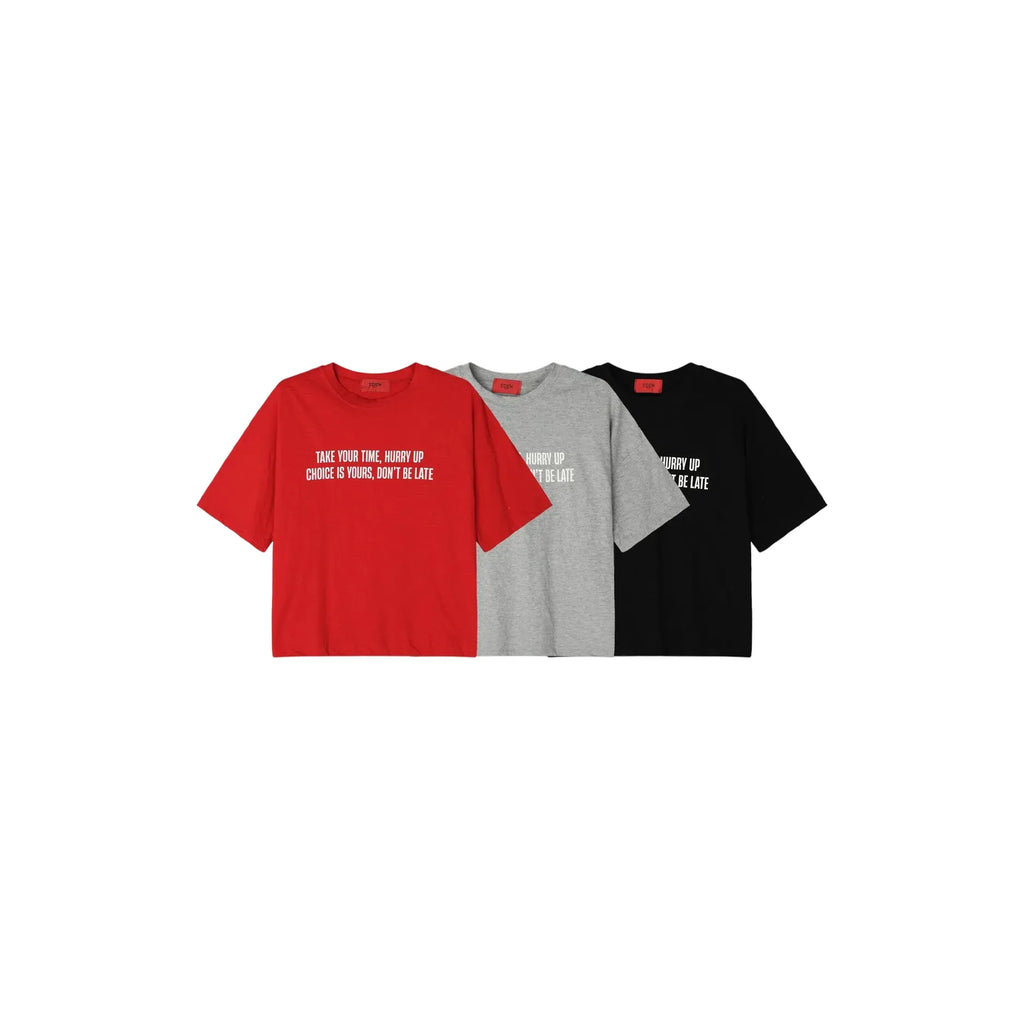 Vintage Poit Slap Crop Half Tee - Red / Grey / Black