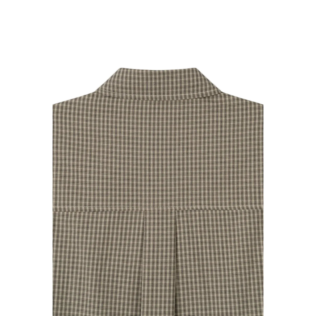 Fireman Crop Check Half Shirt - Beige / Black